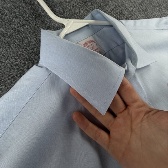 Brooks Brothers Non Iron Cotton Button Up 16.5 33 Madison Blue Supima Adult Men - Picture 10 of 15